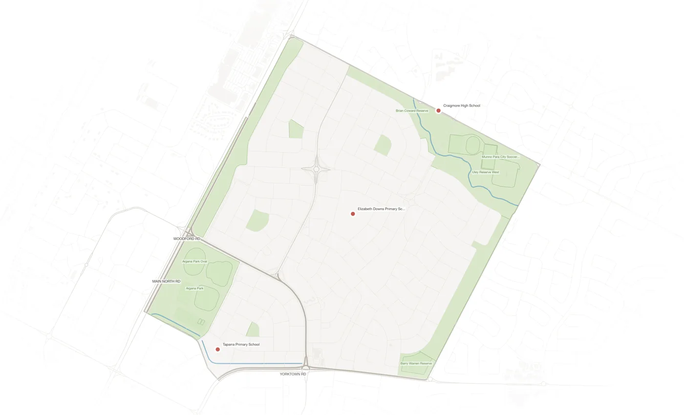 Elizabeth Downs urban fabric map