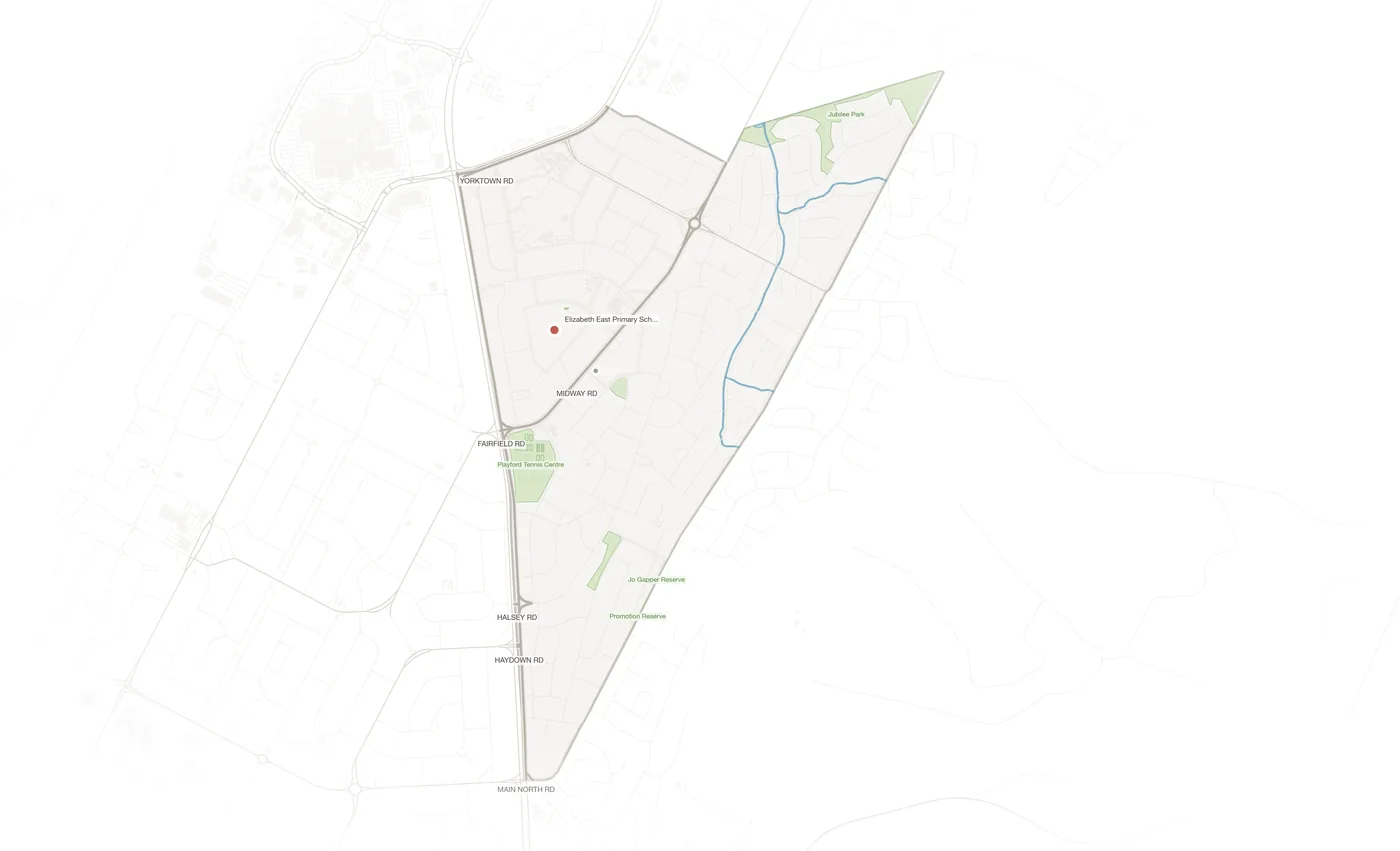 Elizabeth East urban fabric map