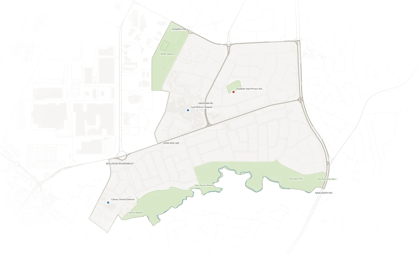 Elizabeth Vale urban fabric map