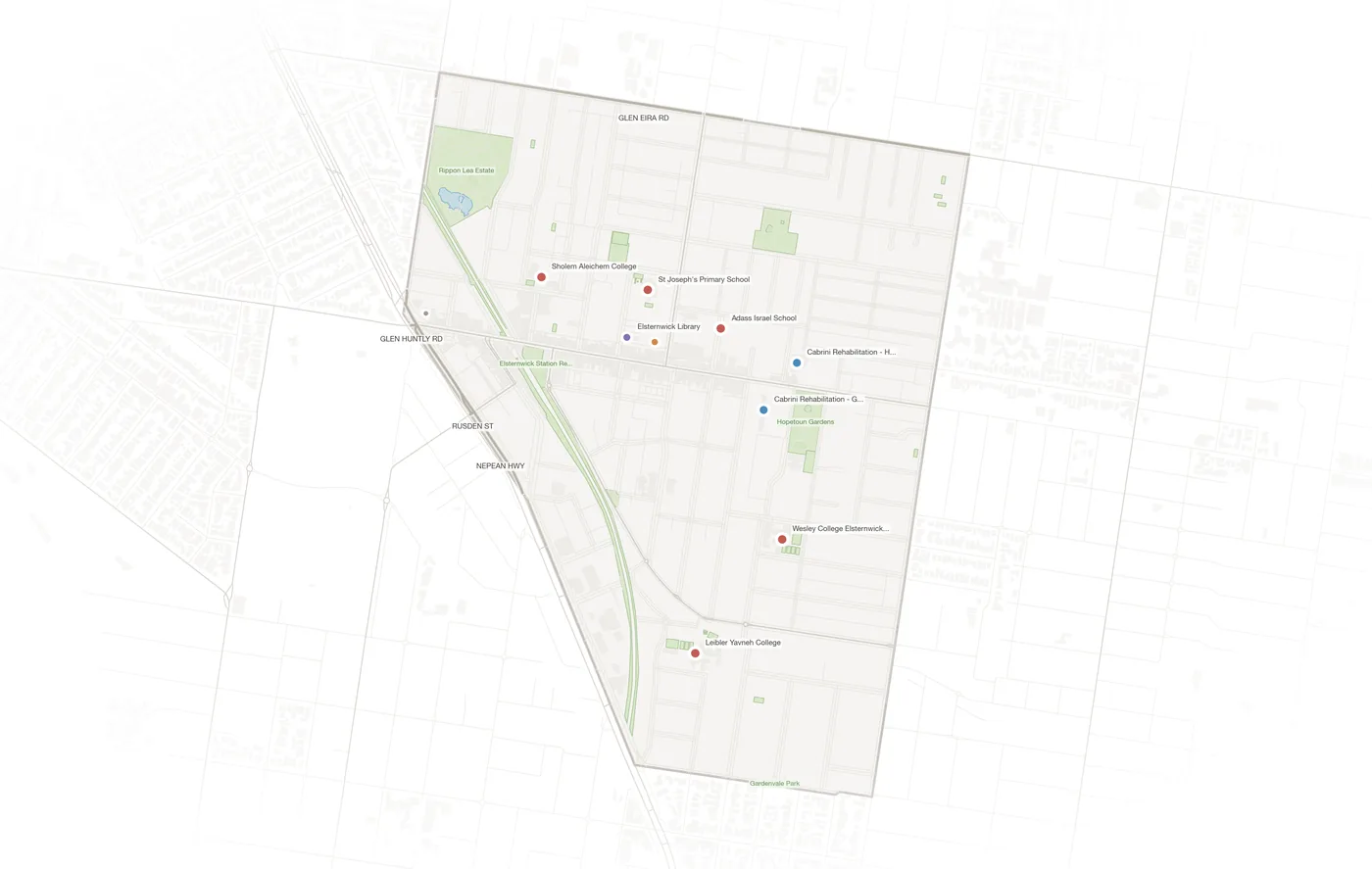 Elsternwick urban fabric map