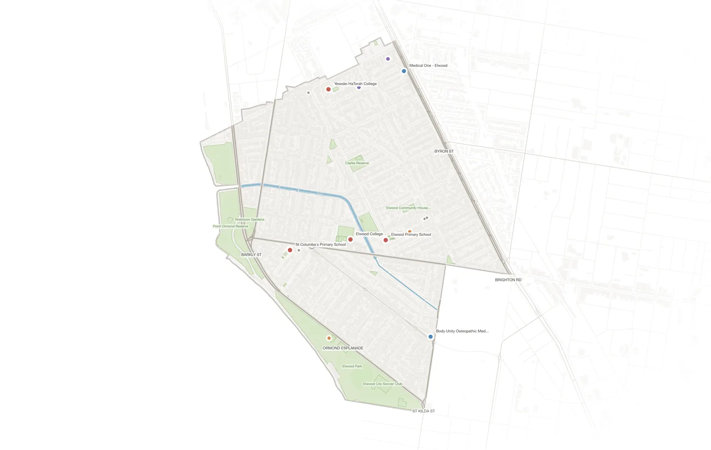 Elwood urban fabric map