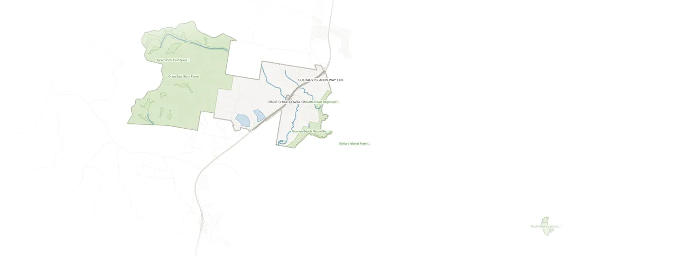 Emerald Beach urban fabric map