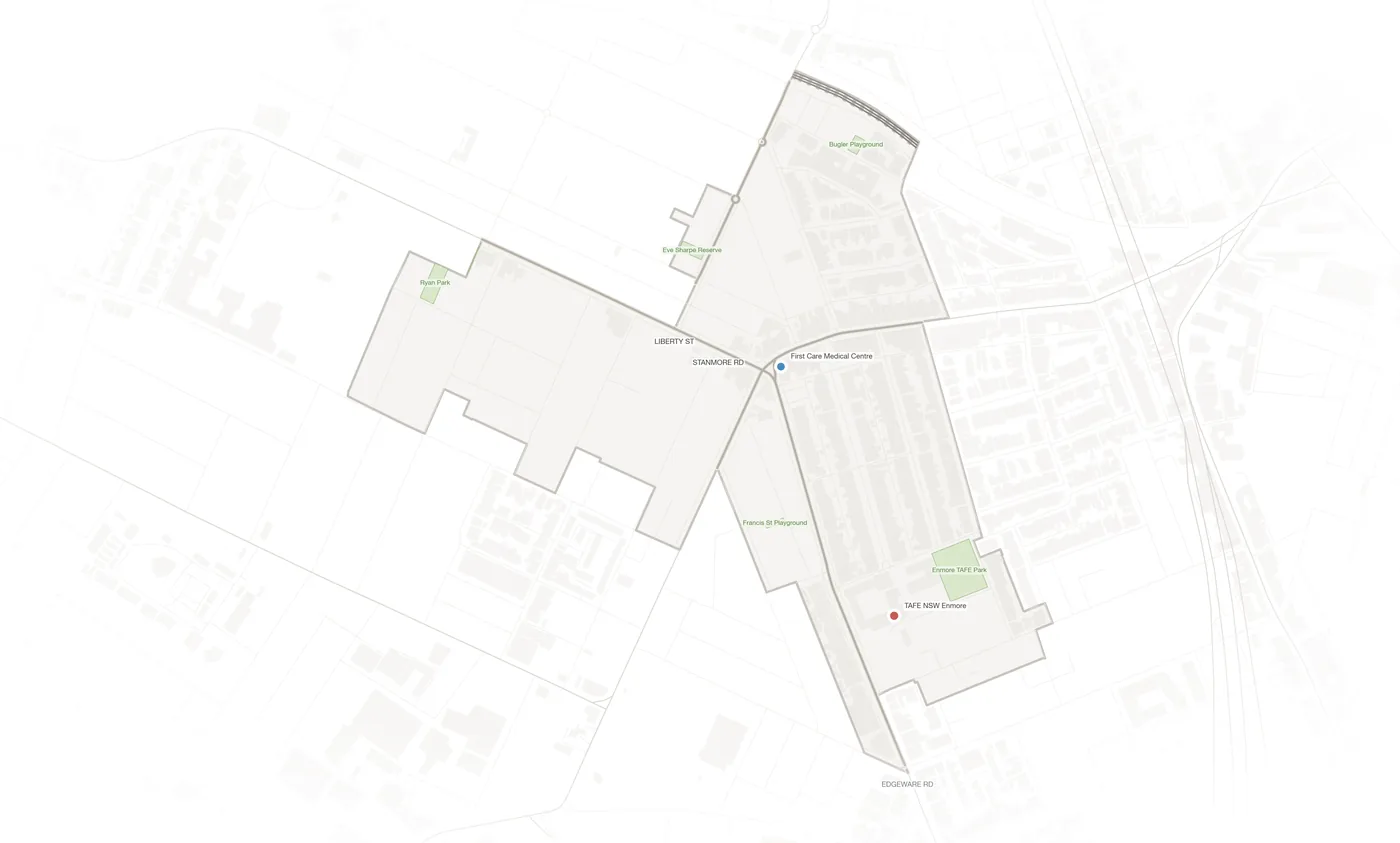 Enmore urban fabric map