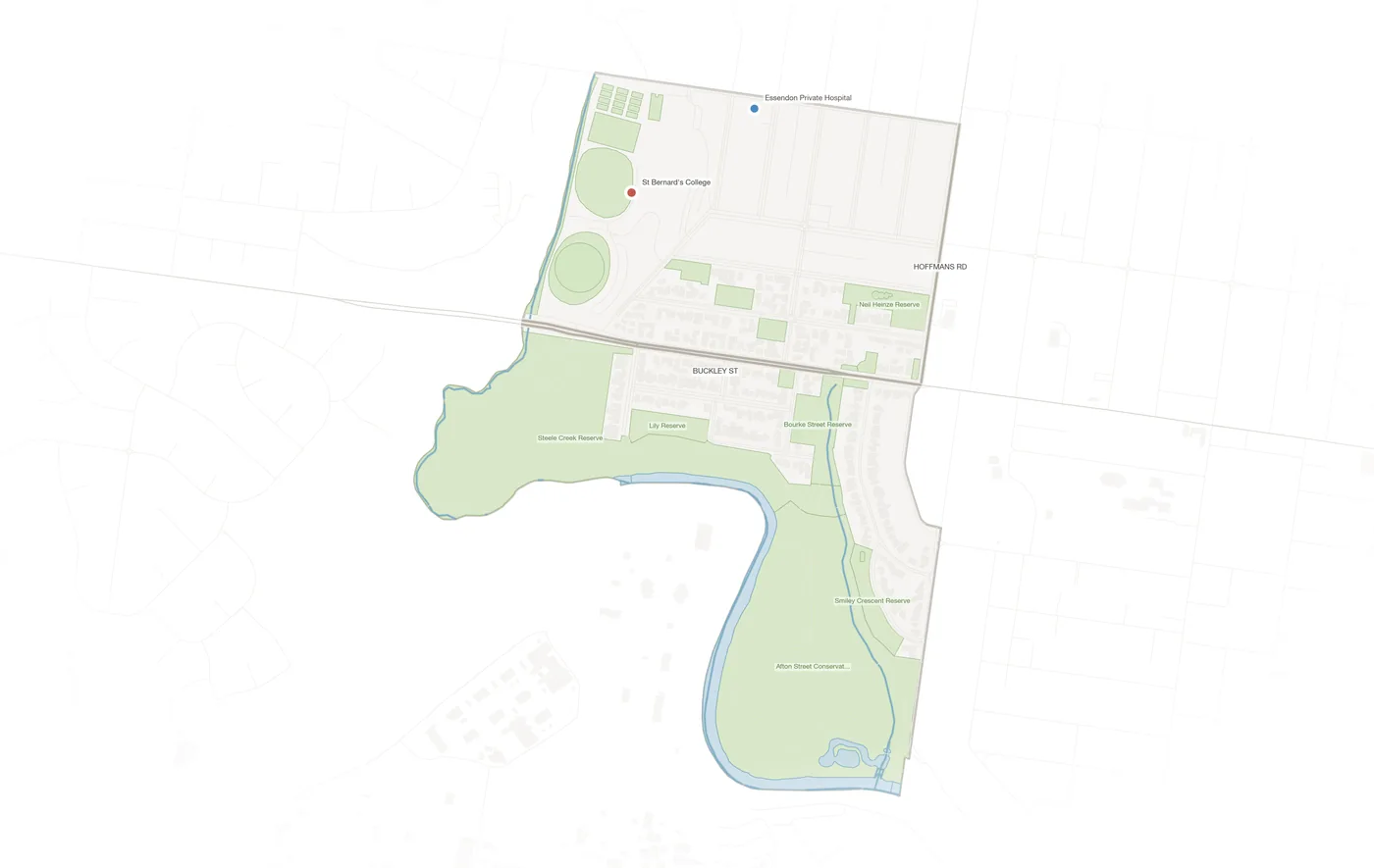Essendon West urban fabric map