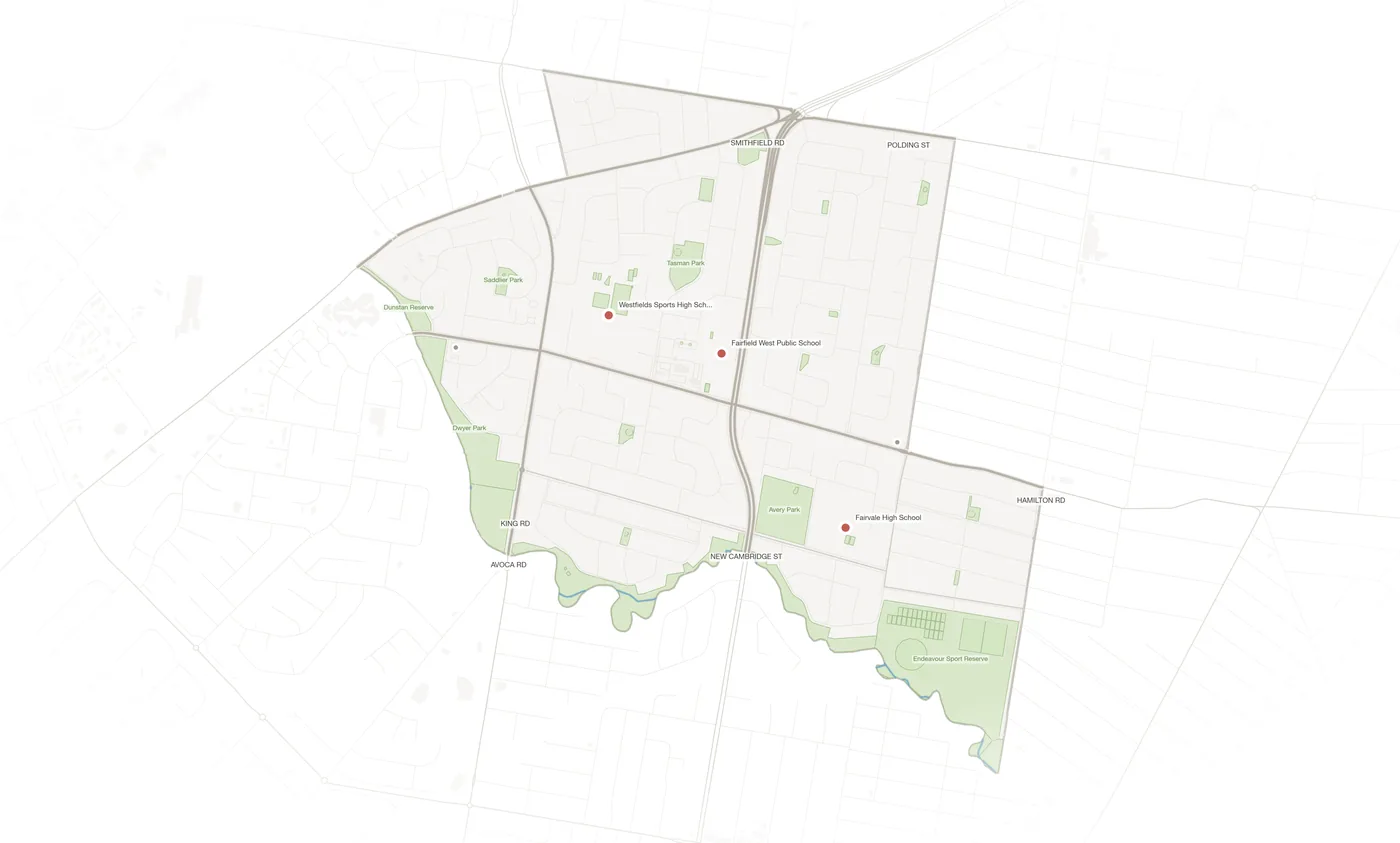 Fairfield West urban fabric map