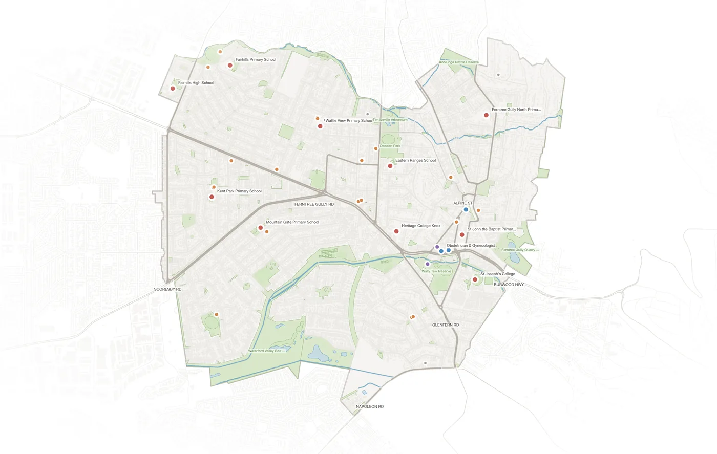 Ferntree Gully urban fabric map