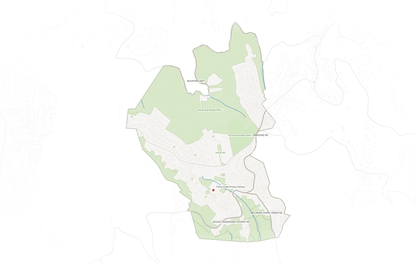Ferny Creek urban fabric map