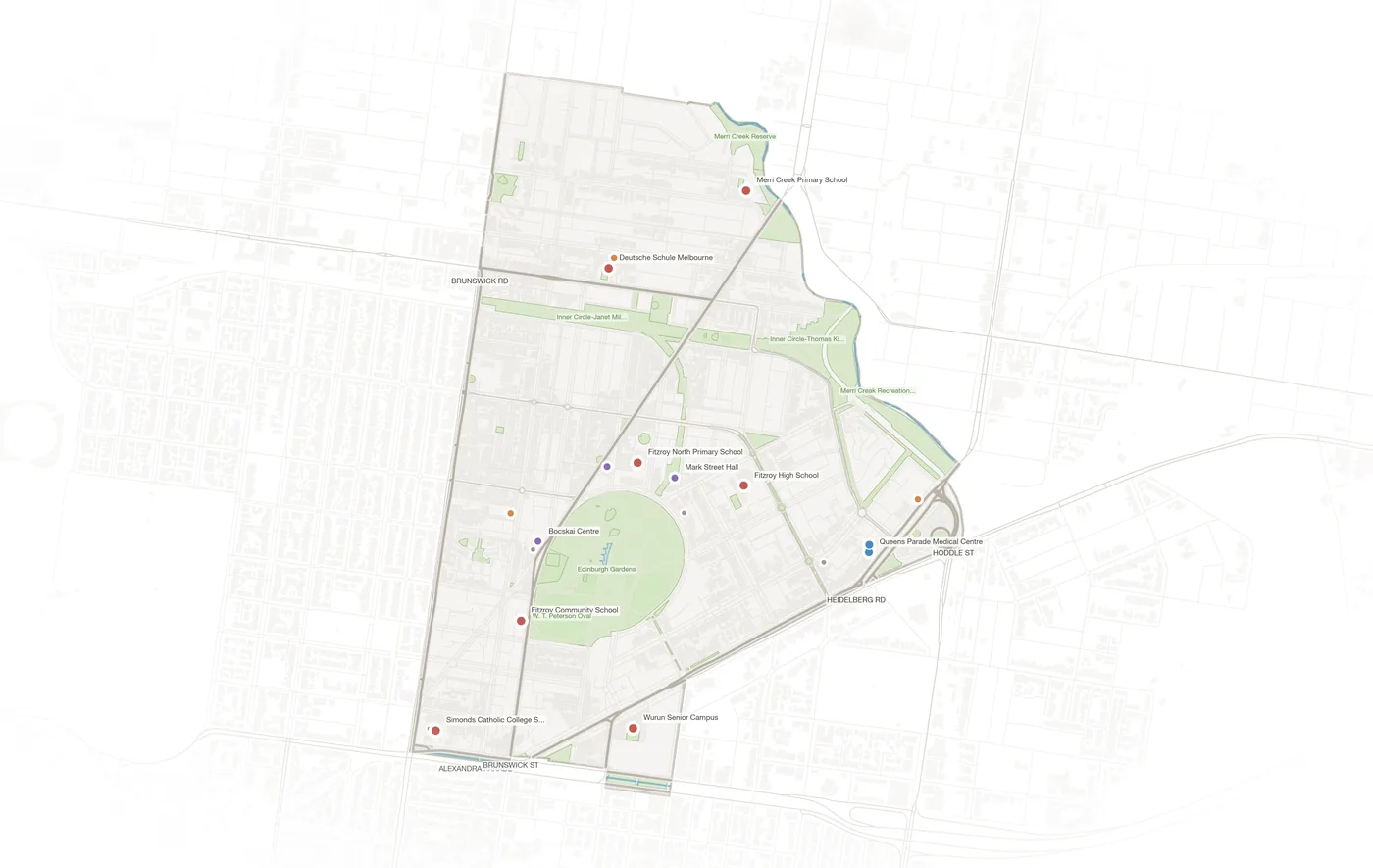 Fitzroy North urban fabric map