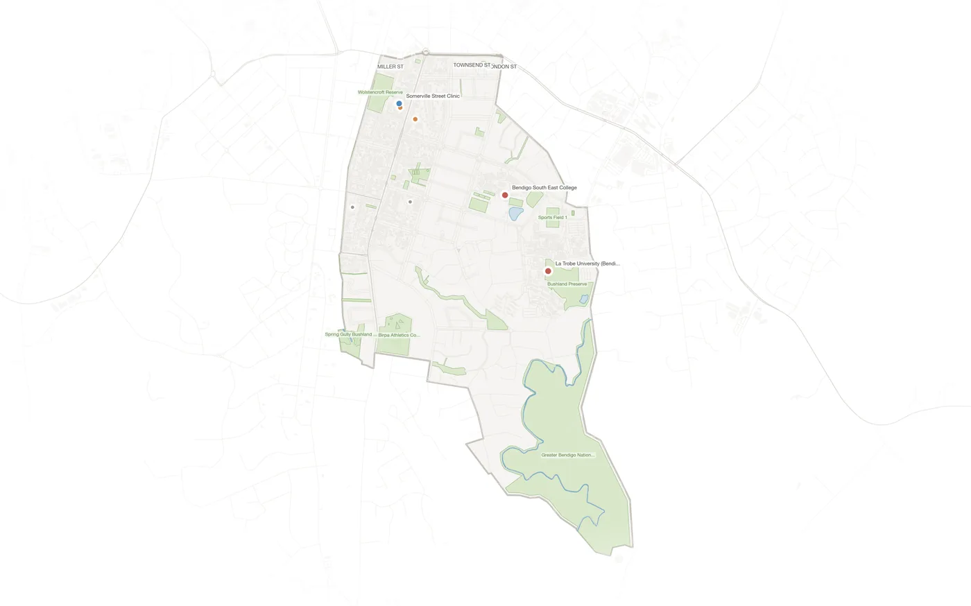 Flora Hill urban fabric map