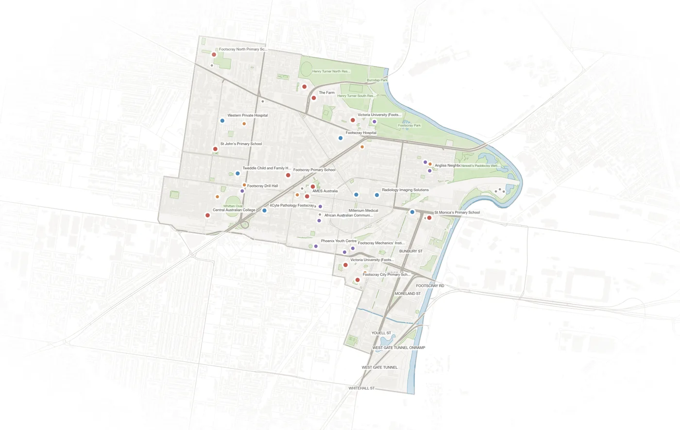 Footscray urban fabric map