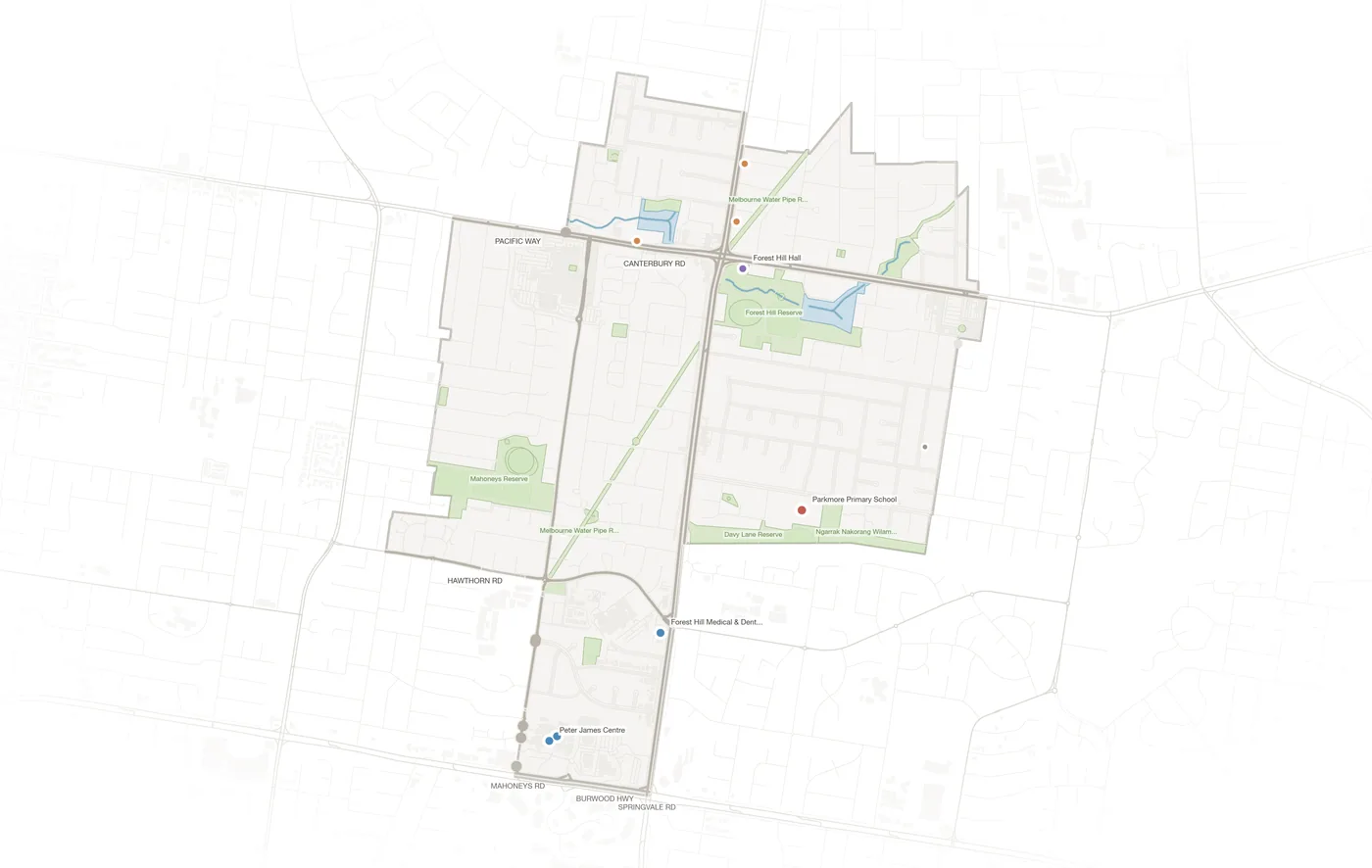 Forest Hill urban fabric map