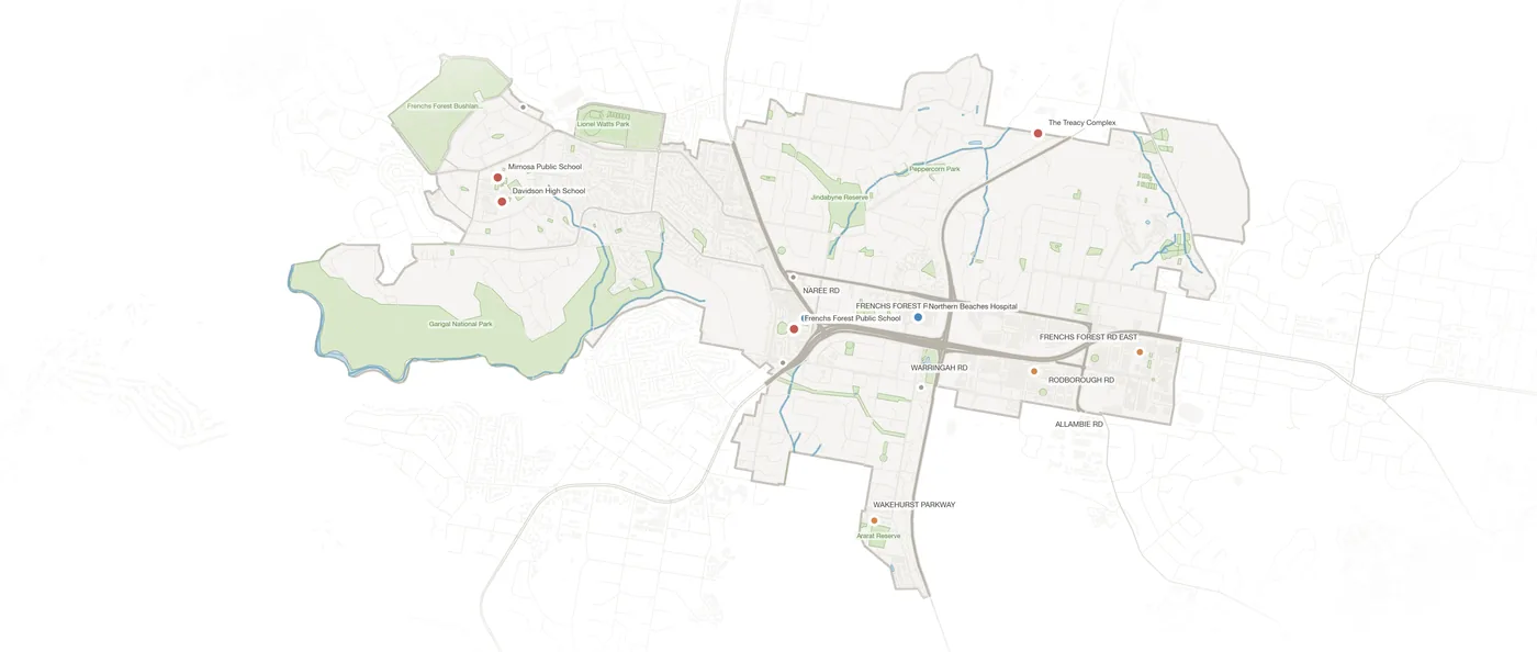 Frenchs Forest urban fabric map