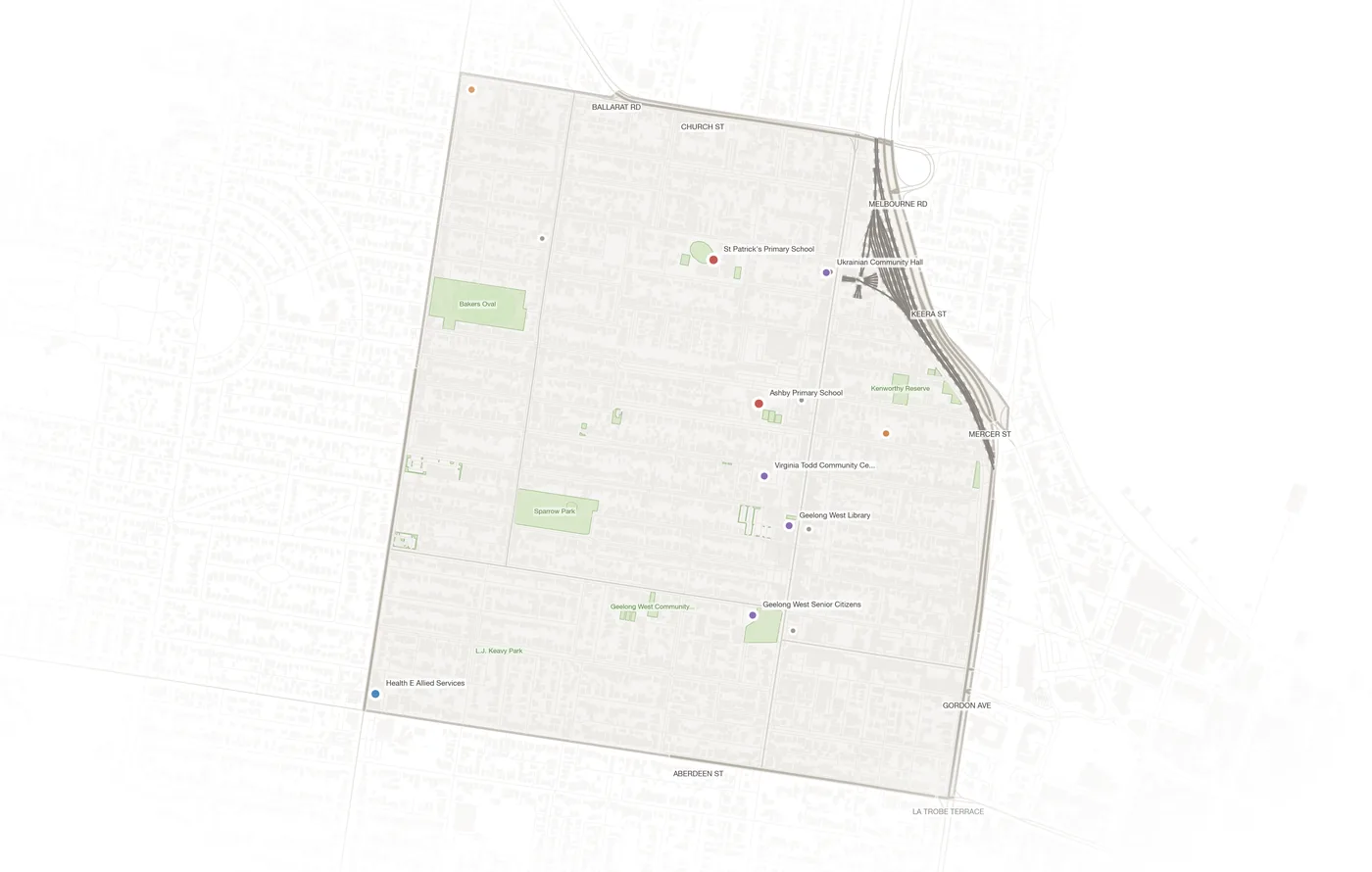 Geelong West urban fabric map