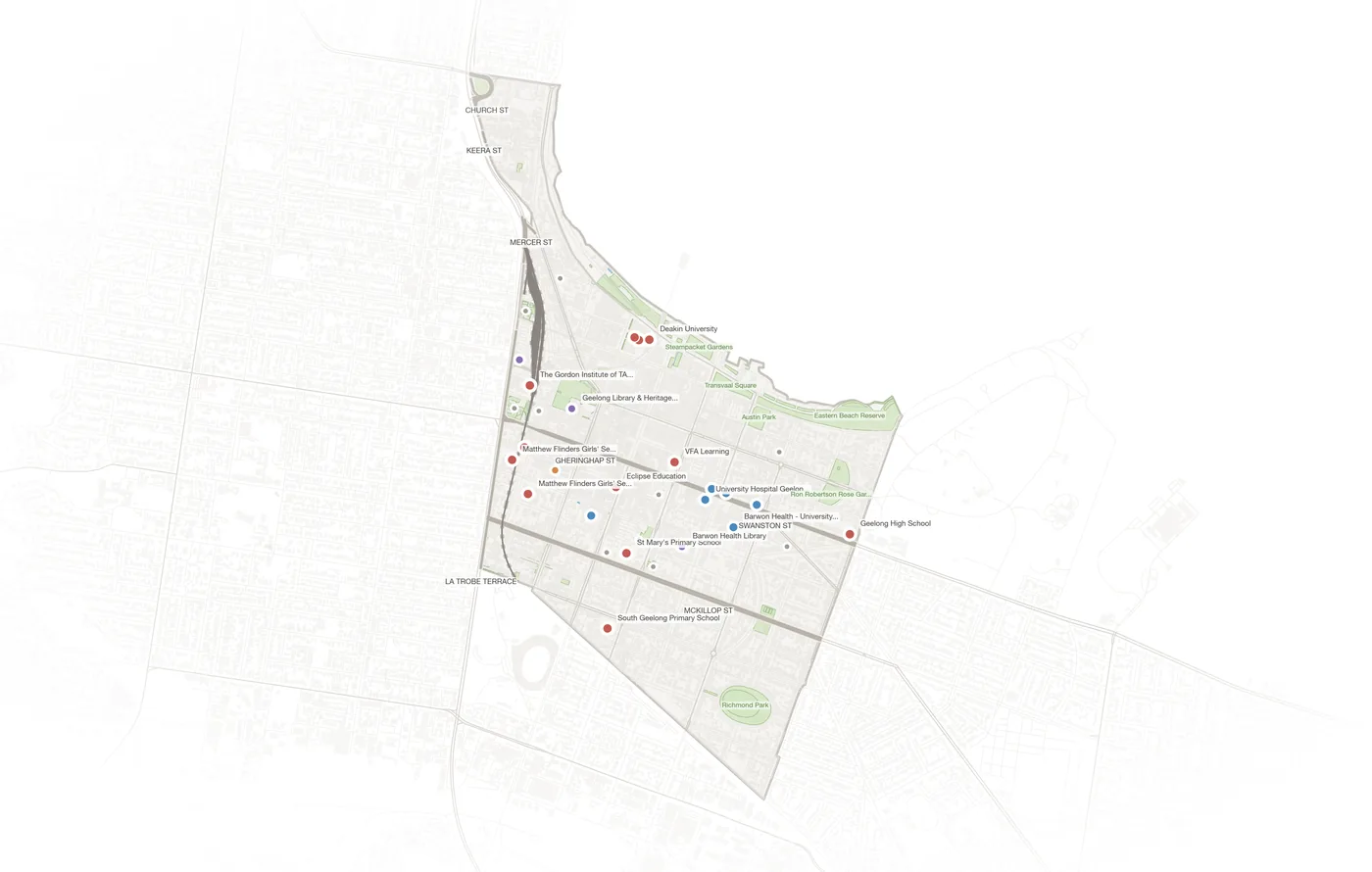 Geelong urban fabric map