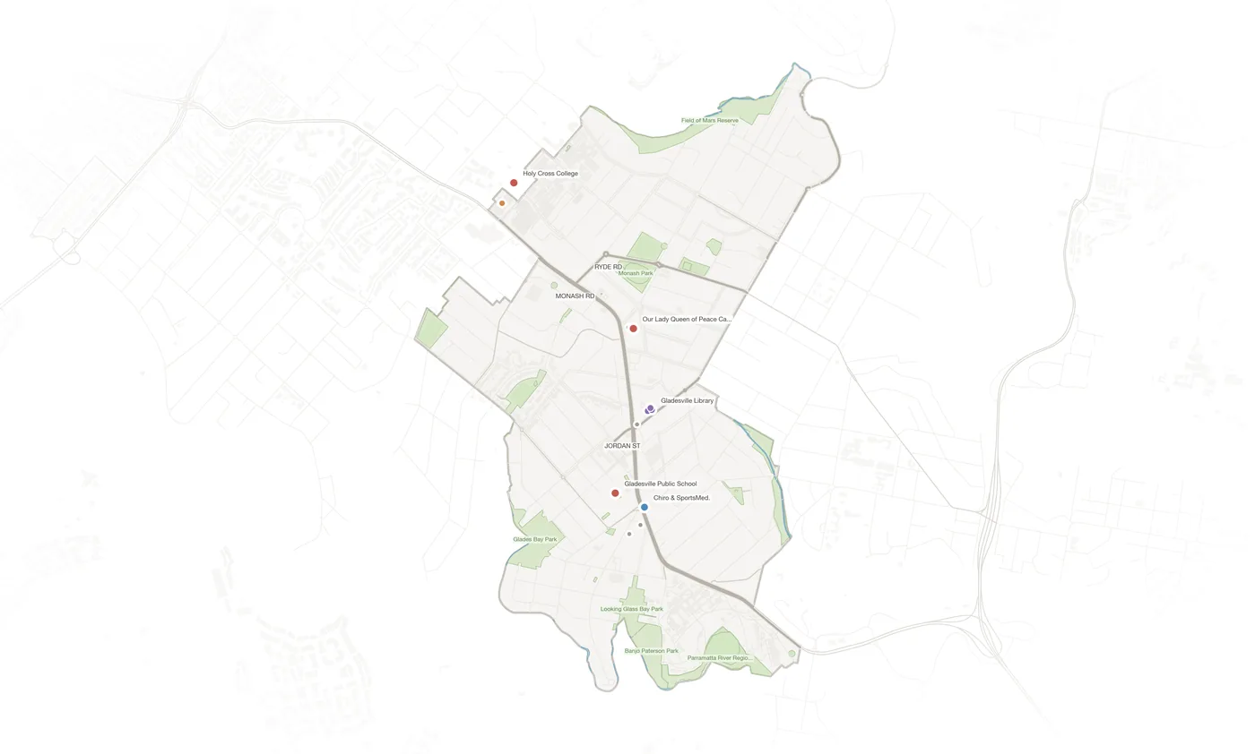Gladesville urban fabric map