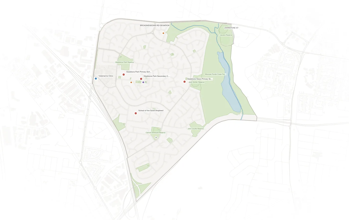 Gladstone Park urban fabric map