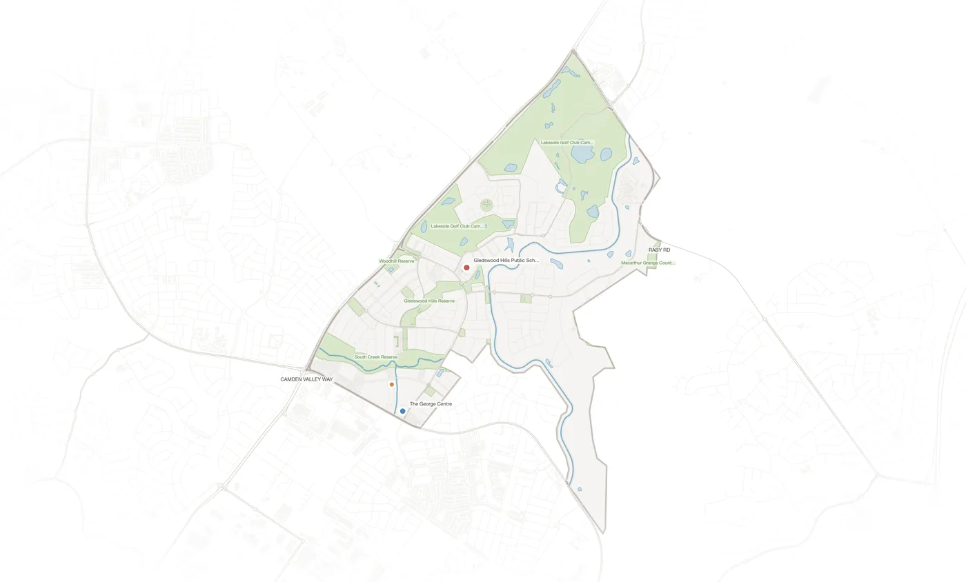 Gledswood Hills urban fabric map