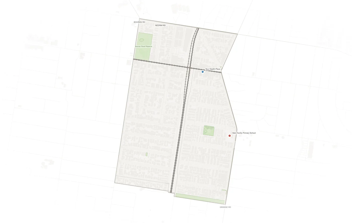 Glen Huntly urban fabric map