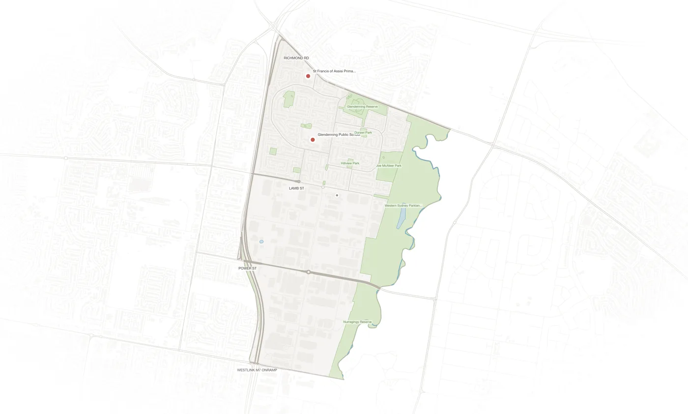Glendenning urban fabric map