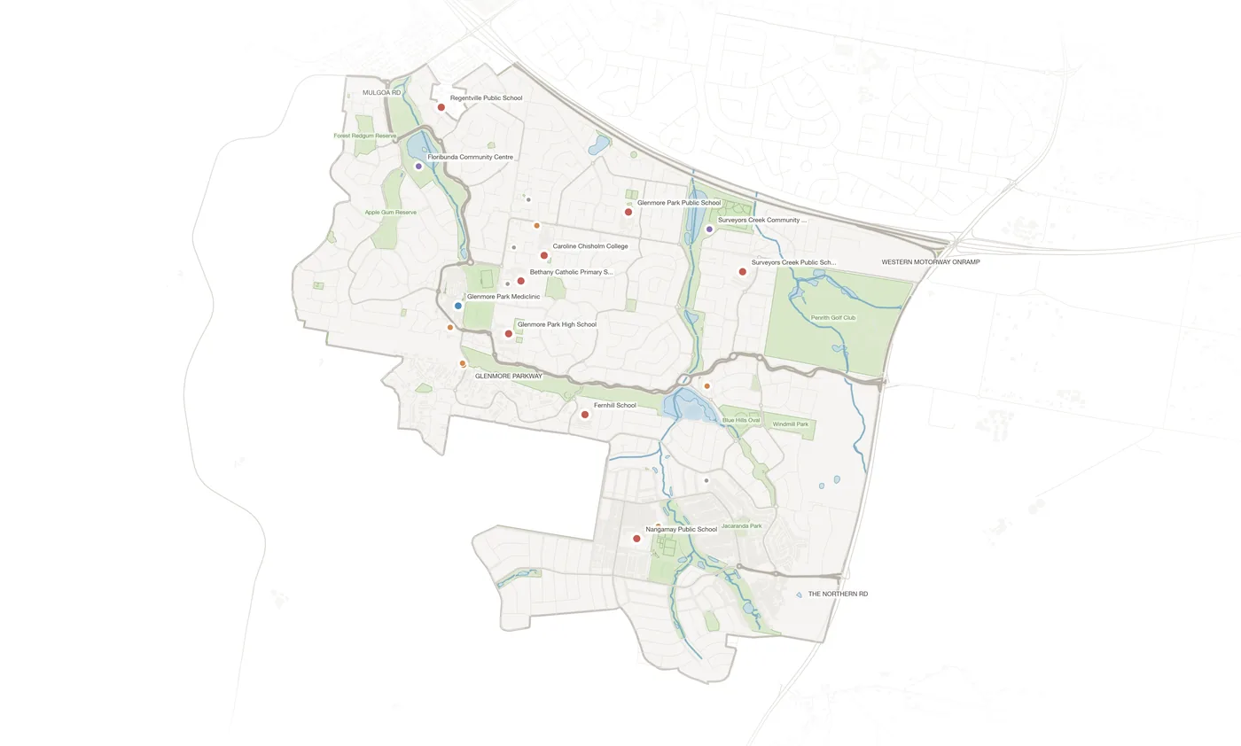 Glenmore Park urban fabric map