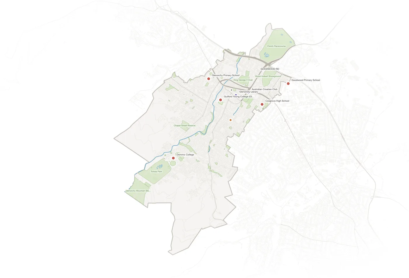 Glenorchy urban fabric map