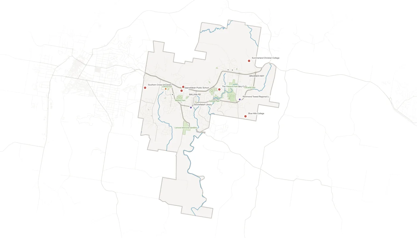 Goonellabah urban fabric map
