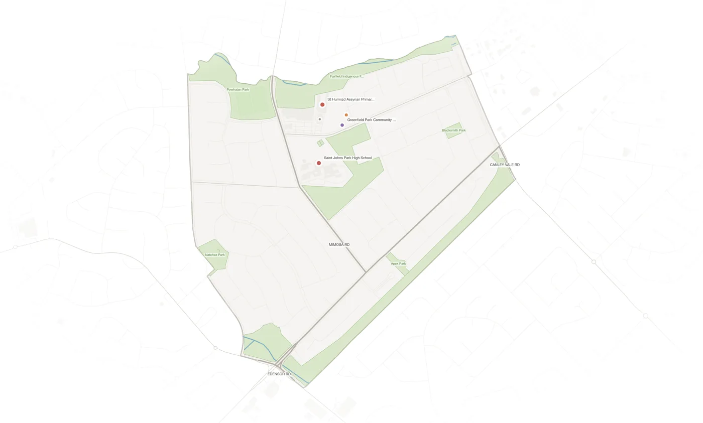 Greenfield Park urban fabric map