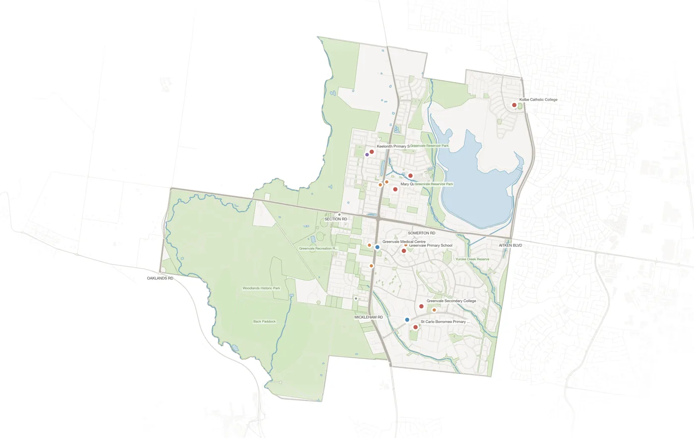 Greenvale urban fabric map