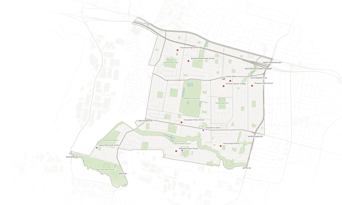 Greystanes urban fabric map