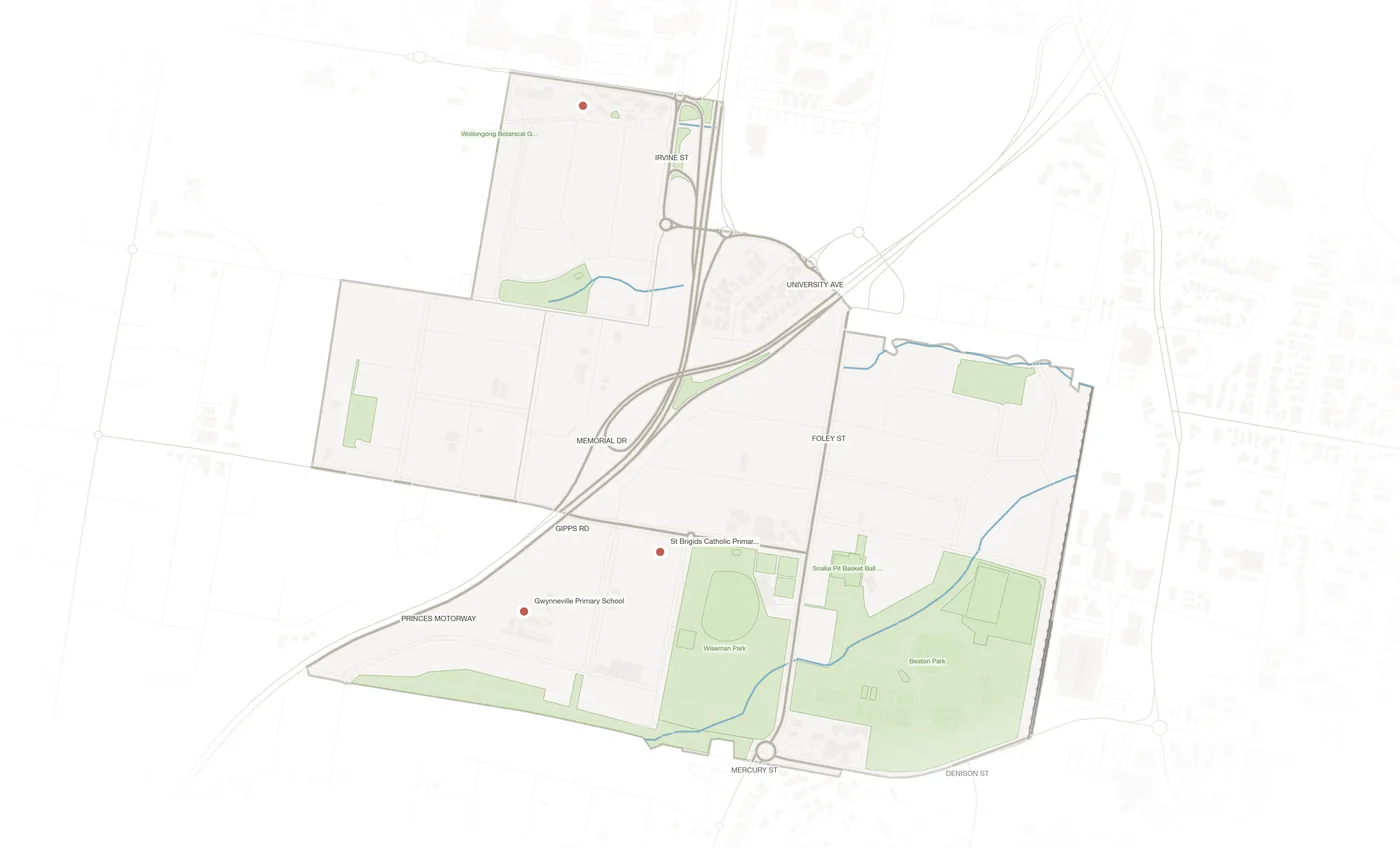 Gwynneville urban fabric map