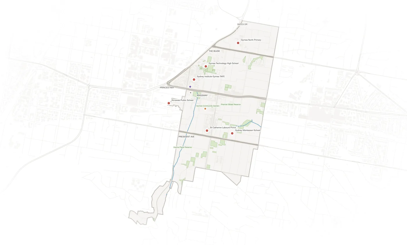Gymea urban fabric map