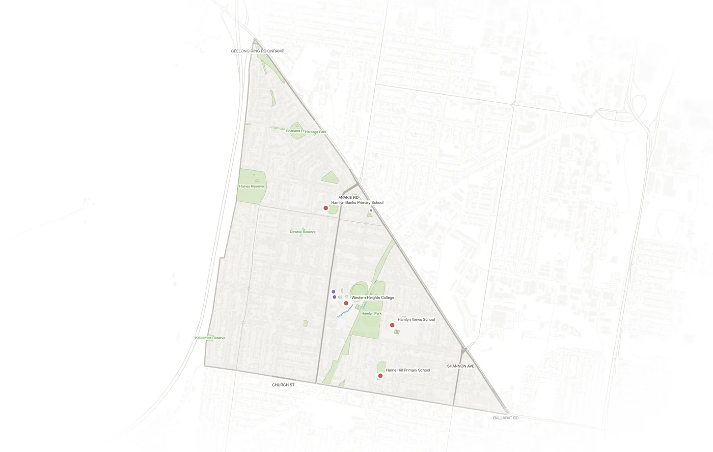 Hamlyn Heights urban fabric map