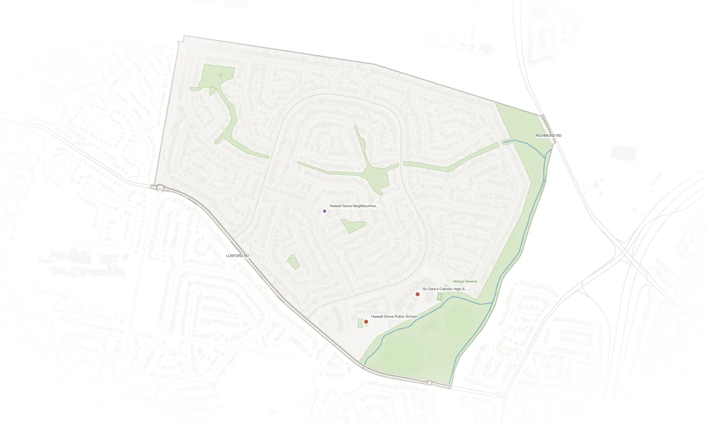 Hassall Grove urban fabric map