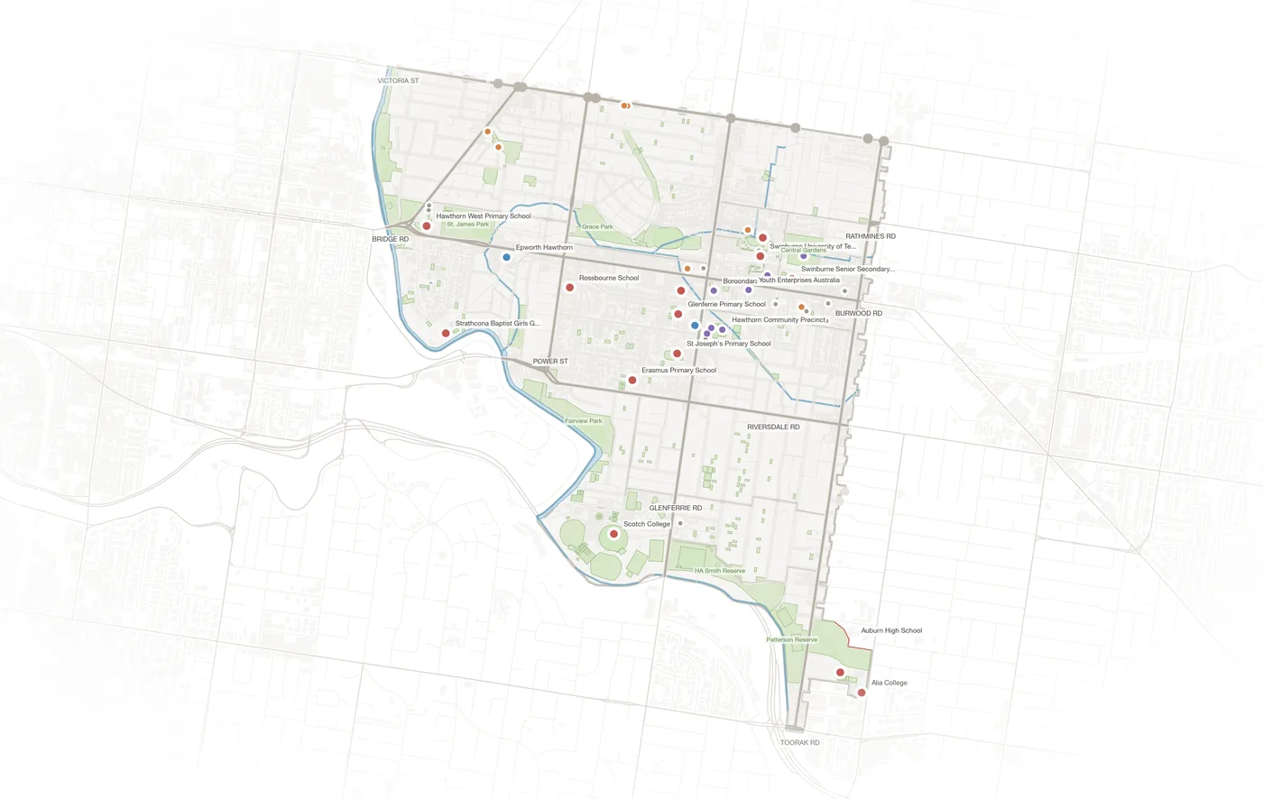 Hawthorn urban fabric map