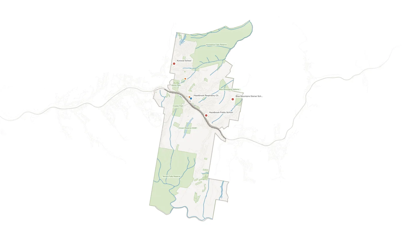 Hazelbrook urban fabric map
