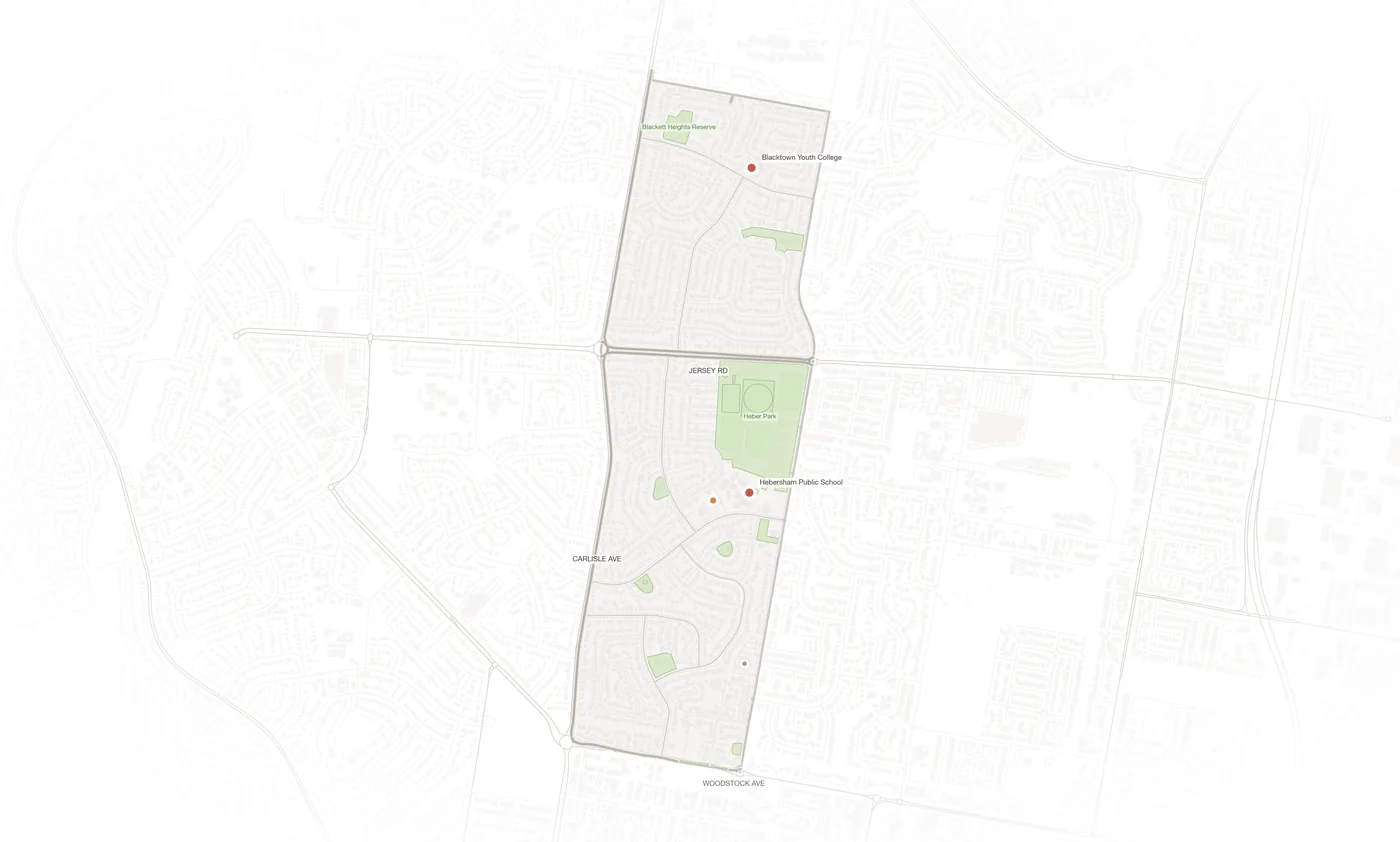 Hebersham urban fabric map