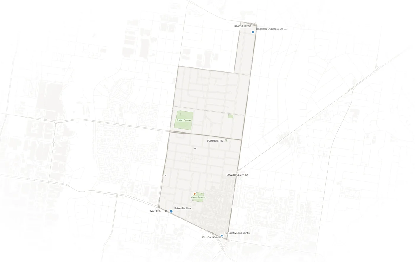 Heidelberg Heights urban fabric map