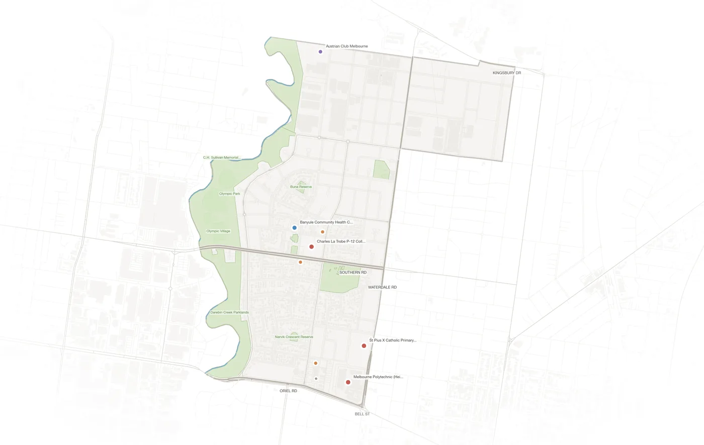 Heidelberg West urban fabric map