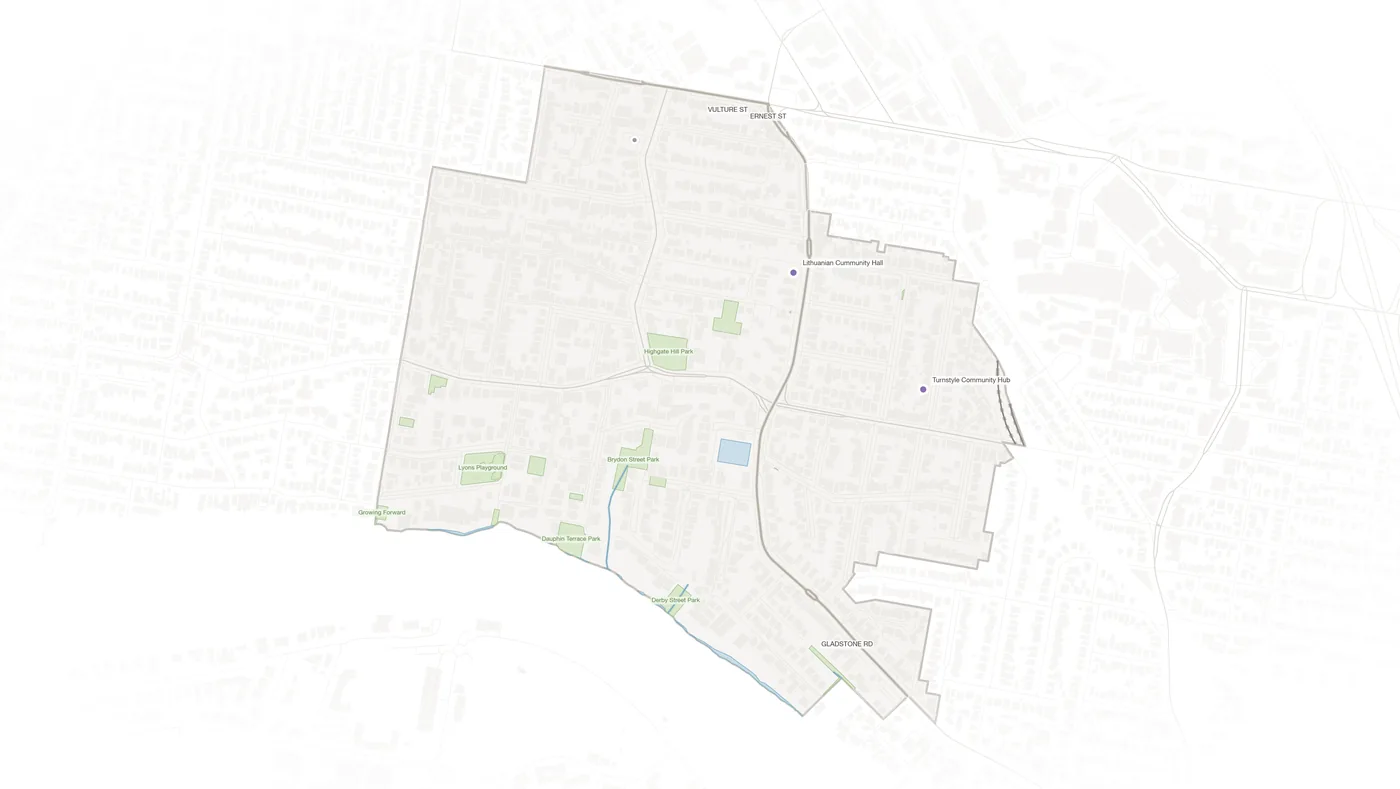 Highgate Hill urban fabric map