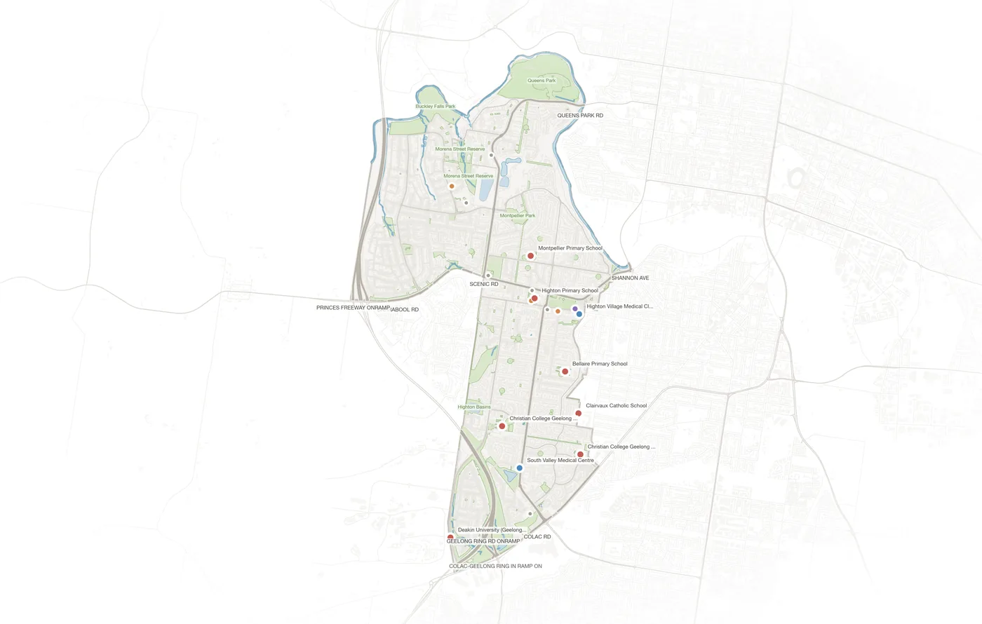 Highton urban fabric map