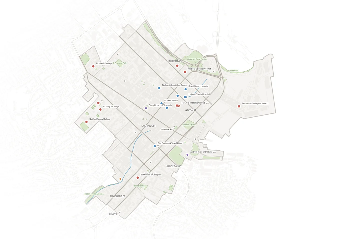 Hobart urban fabric map