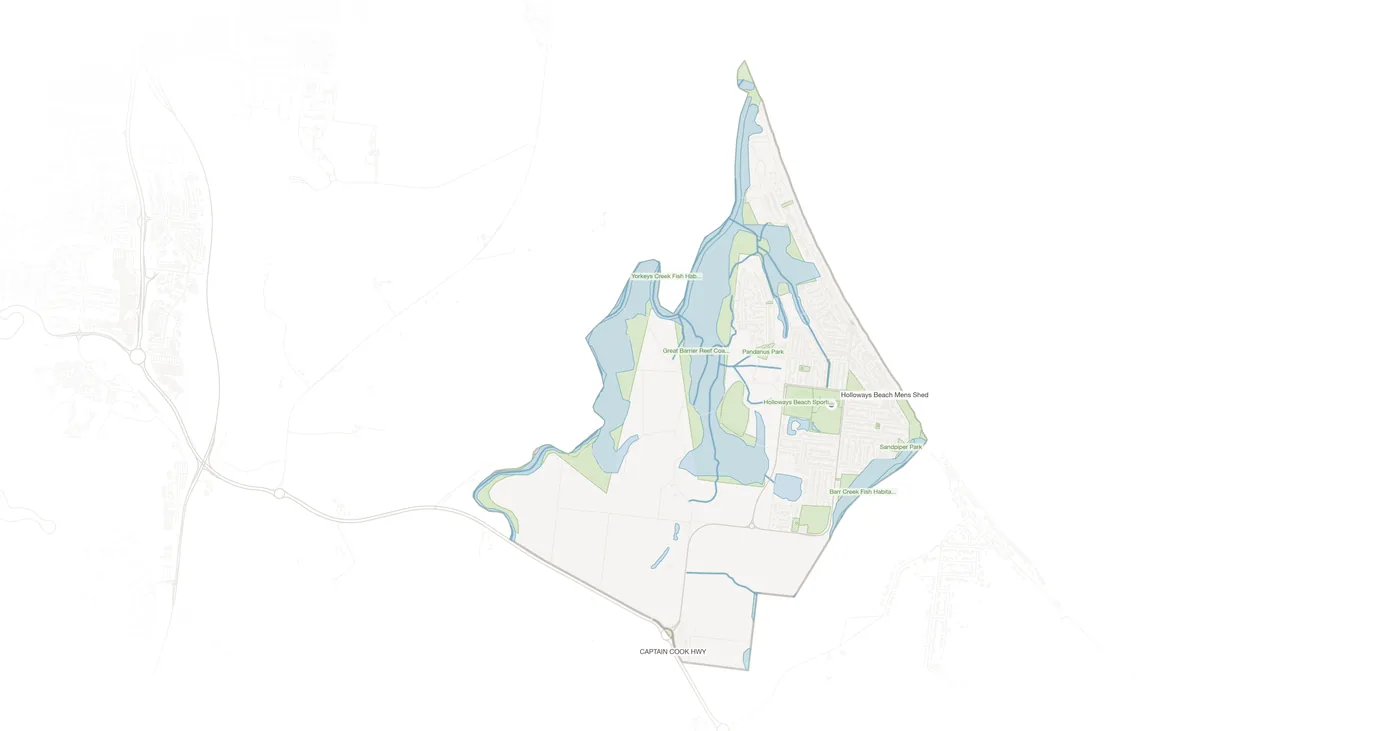 Holloways Beach urban fabric map
