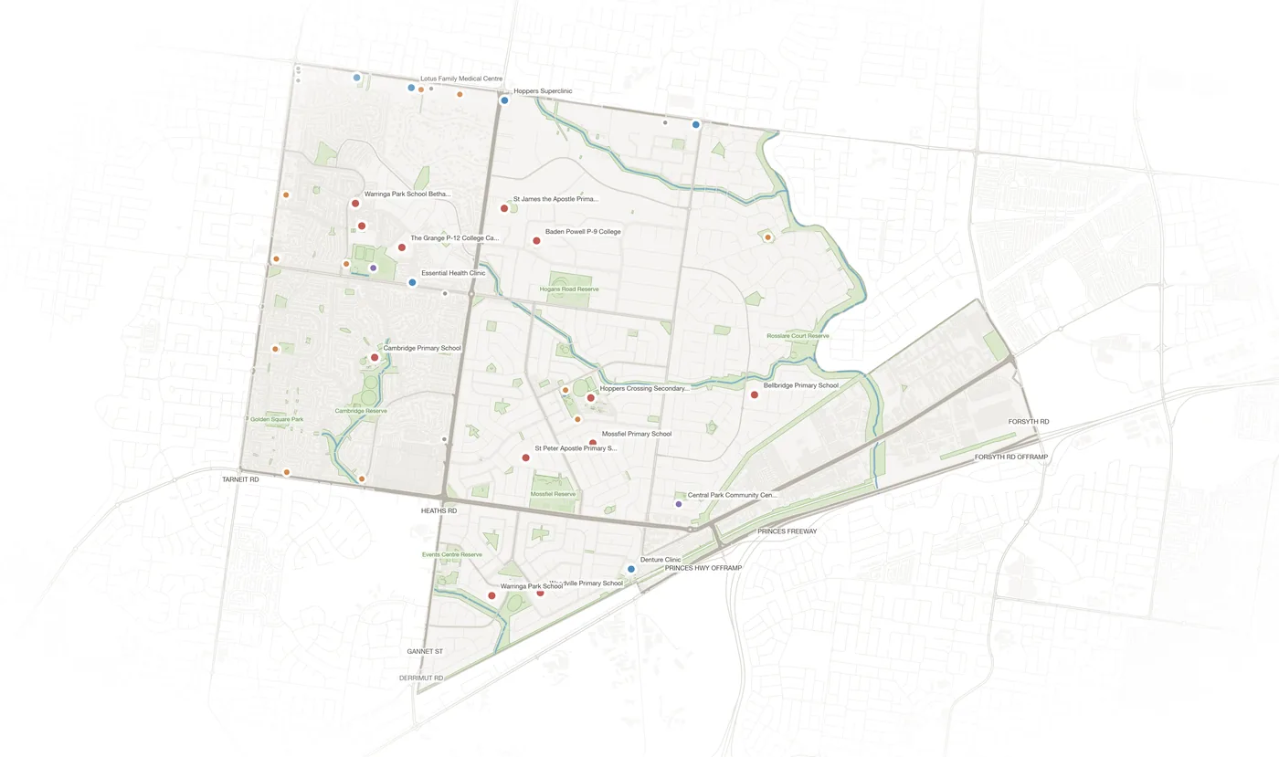 Hoppers Crossing urban fabric map