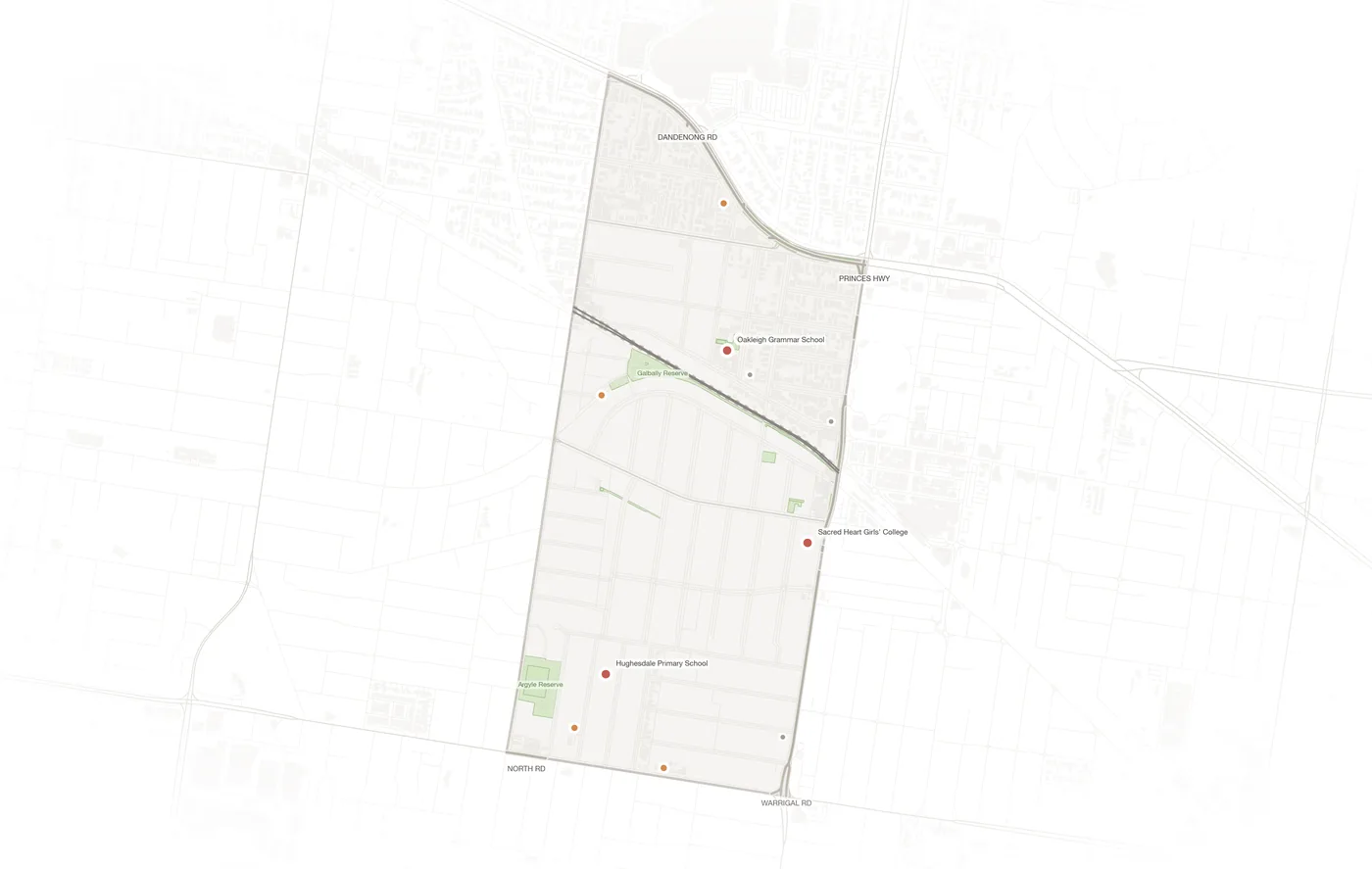 Hughesdale urban fabric map