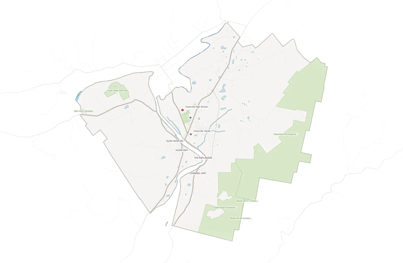 Huonville urban fabric map