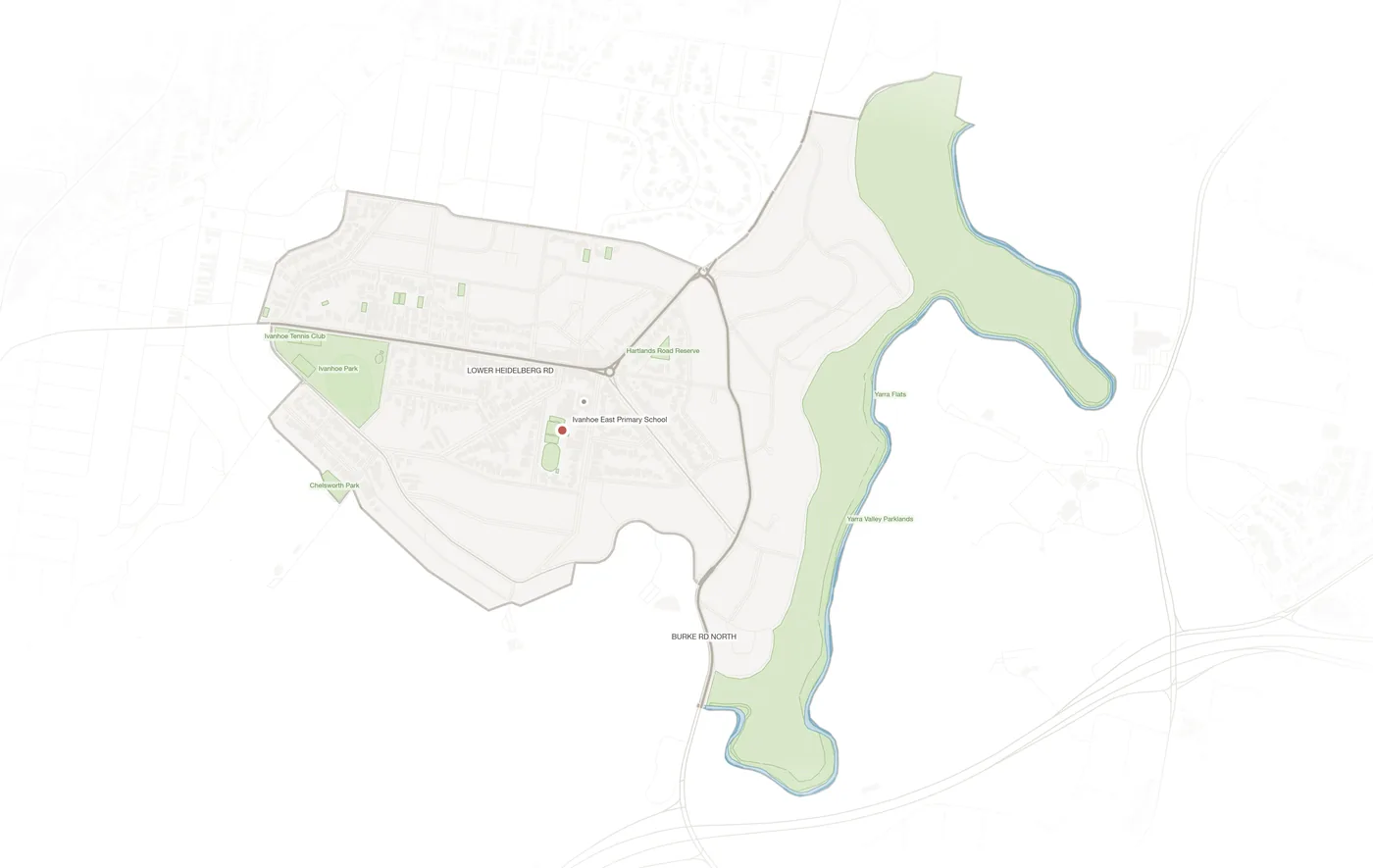 Ivanhoe East urban fabric map