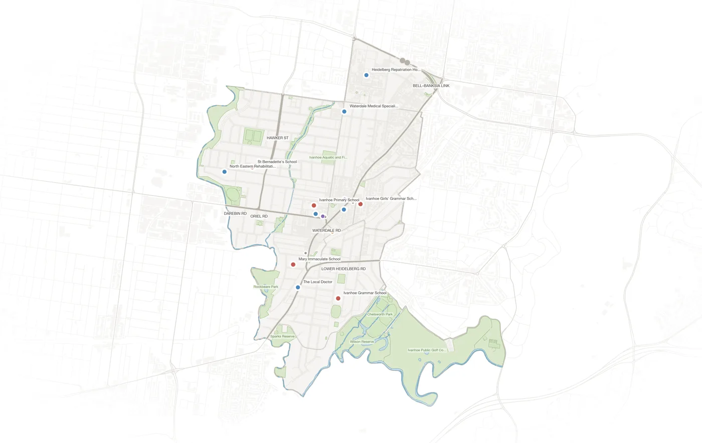 Ivanhoe urban fabric map