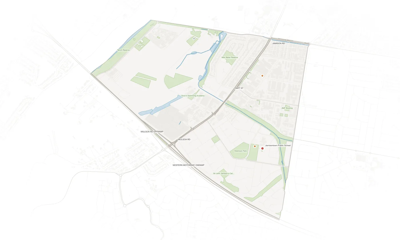 Jamisontown urban fabric map