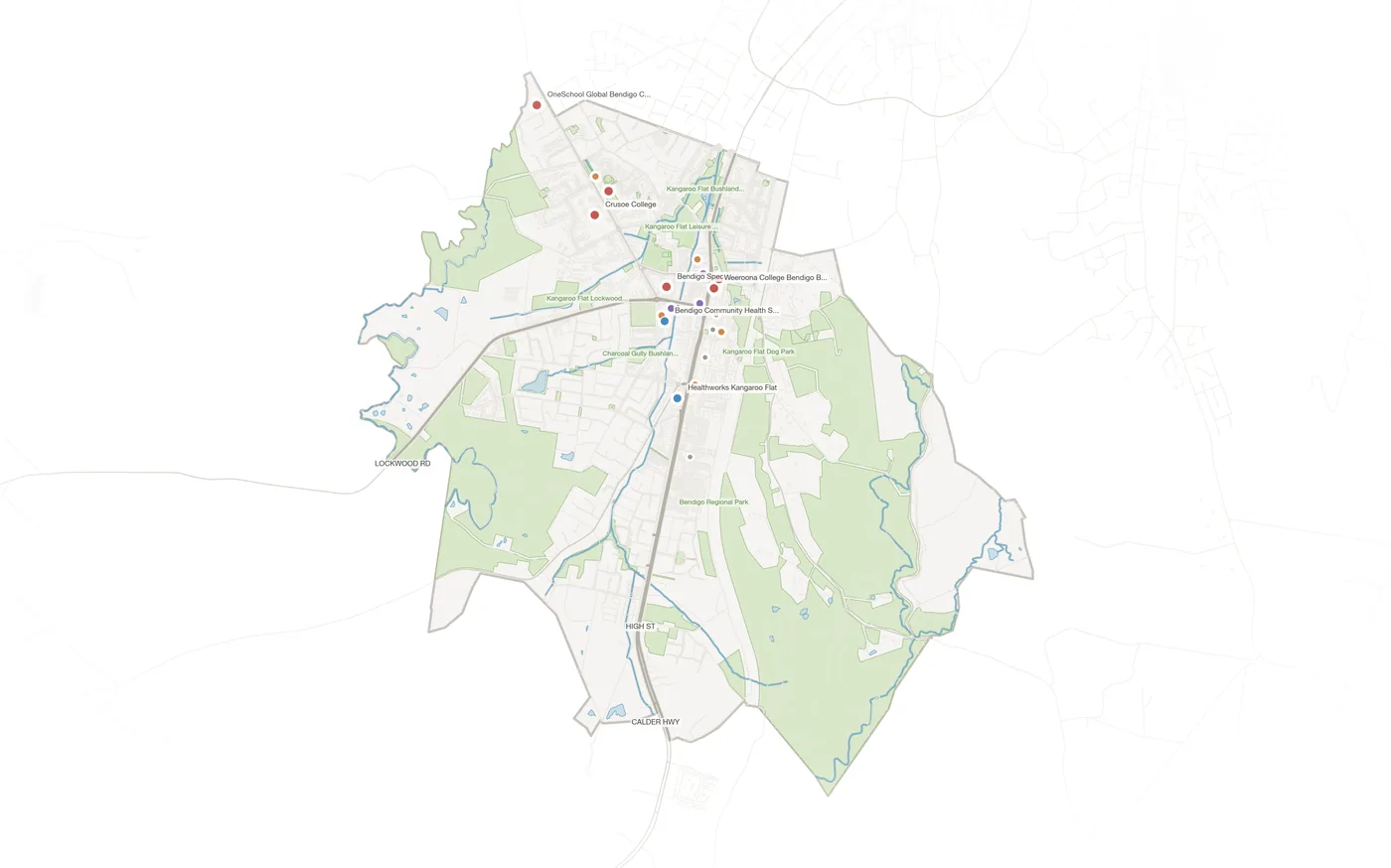 Kangaroo Flat urban fabric map
