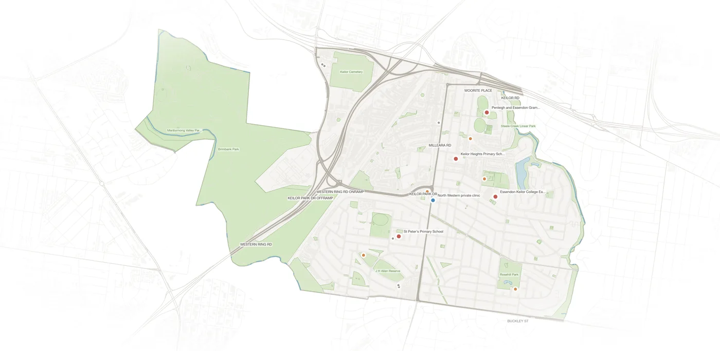 Keilor East urban fabric map